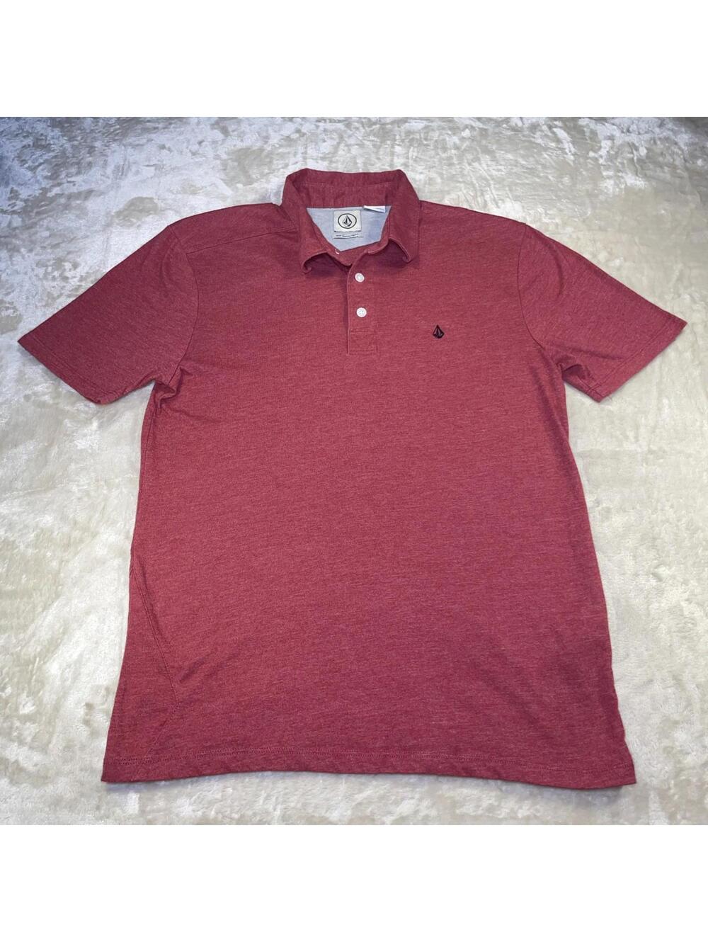 VOLCOM Mens Petit Polo Shirt SMALL Red Cotton Collared Short Sleeve Casual
